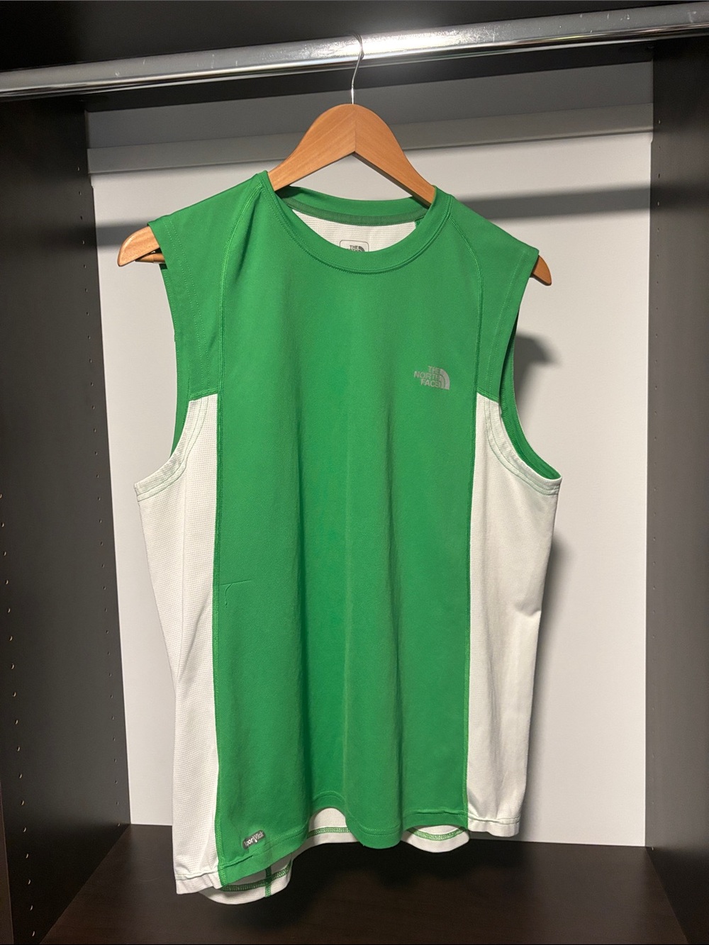 The North Face Green & White Sleeveless Athletic Tank